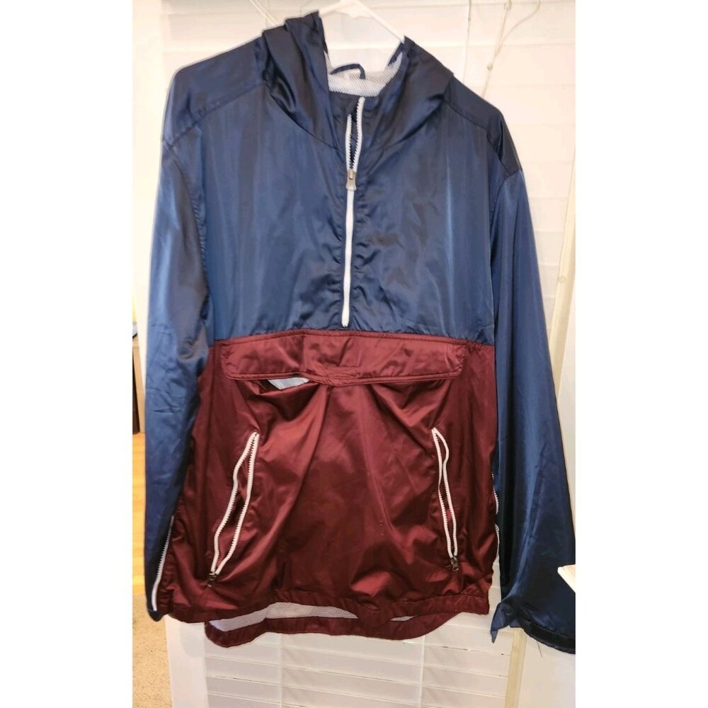 Jordan Craig Legacy Ed. Navy Maroon Windbreaker Hoodie Jacket Men Sz L w/defect